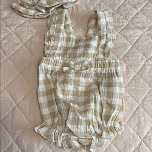 Plaid Baby Romper with Ruffle Details